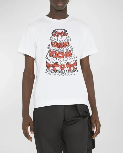 Мужская футболка с логотипом и принтом торта Simone Rocha, цвет White/Black/Red