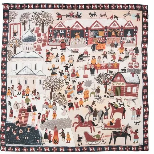 Платок Gourji,120х120 см, мультиколор, белый