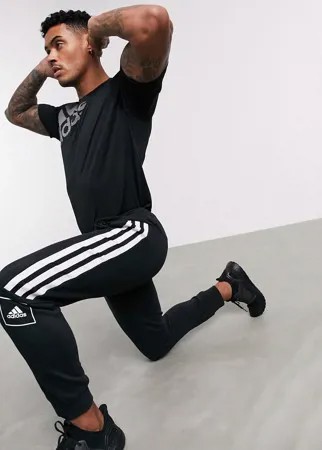 Черные джоггеры скинни с 3 полосами adidas-Черный