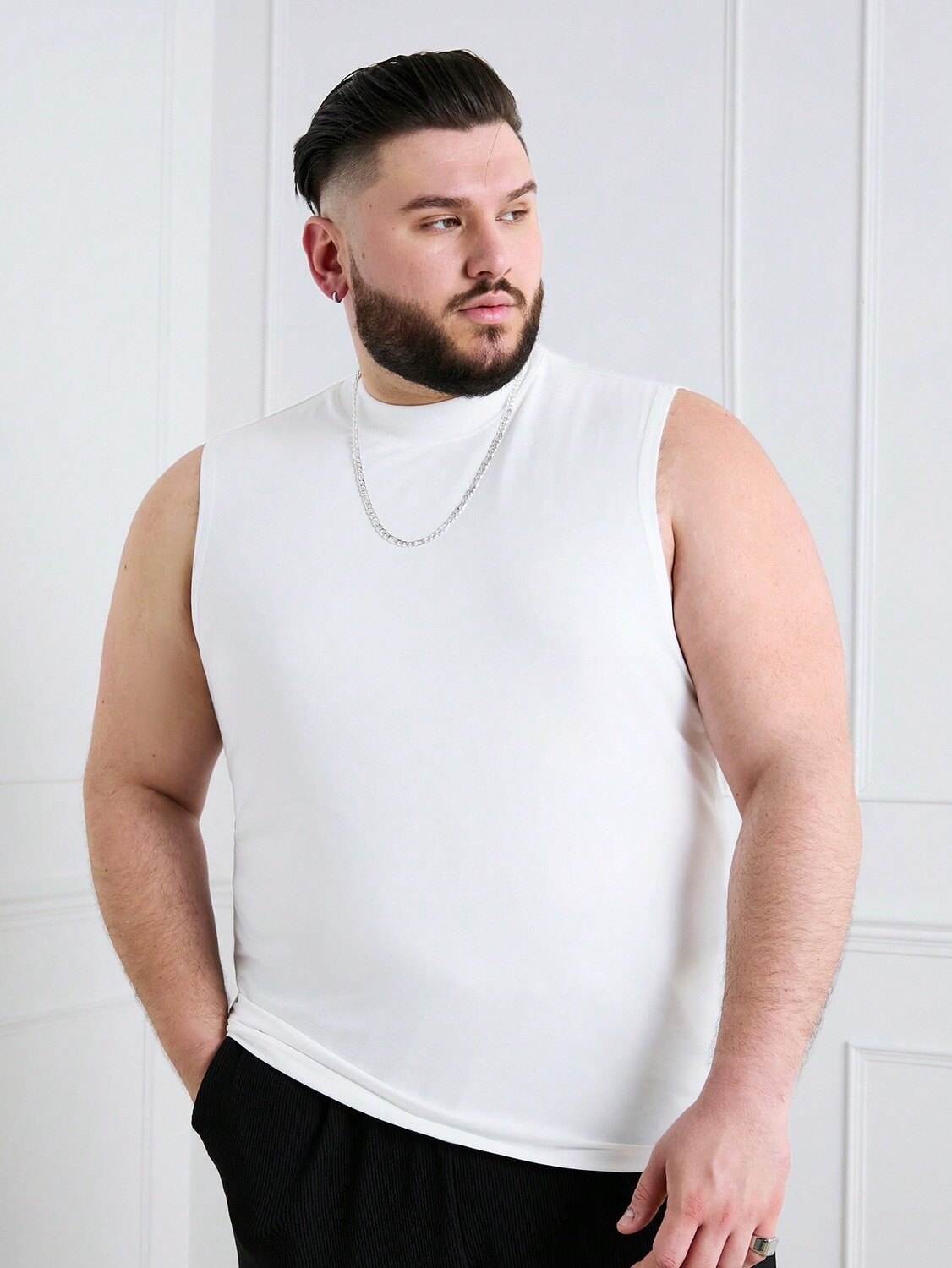 Мужская модная однотонная майка без рукавов Manfinity Homme больших размеров, белый цвет