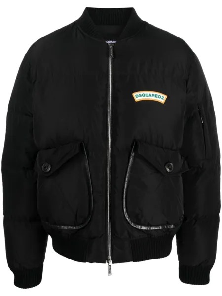 Dsquared2 дутый бомбер с логотипом, черный