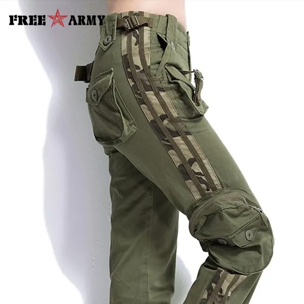 Брюки-карго унисекс, Брендовые повседневные штаны для бега, мужские военные армейские брюки зеленого цвета, камуфляжные спортивные брюки, т...