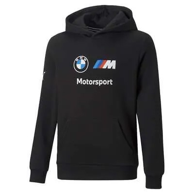 Puma Bmw Mms Essentials Logo Pullover Hoodie Youth Boys Black Casual Athletic Ou