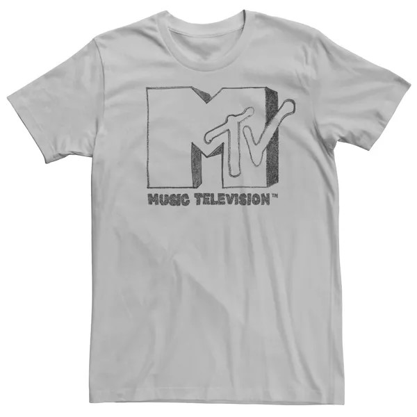 Мужская футболка с логотипом MTV Faded Sharpie Sketch Licensed Character, серебристый