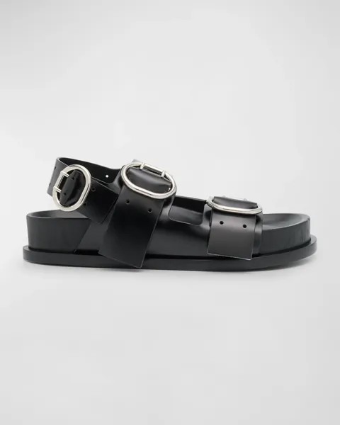 Кожаные спортивные сандалии с двойной пряжкой Jil Sander, цвет Black