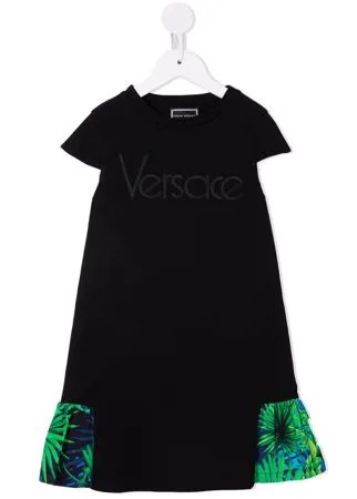 Versace Kids платье-футболка с тисненным логотипом