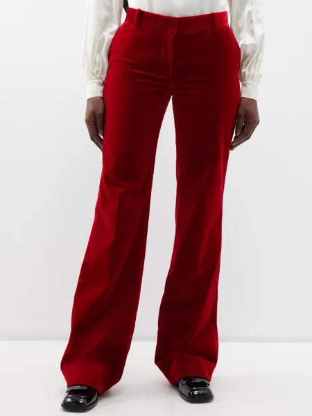 Бархатные расклешенные брюки 1976-го года Bella Freud, красный