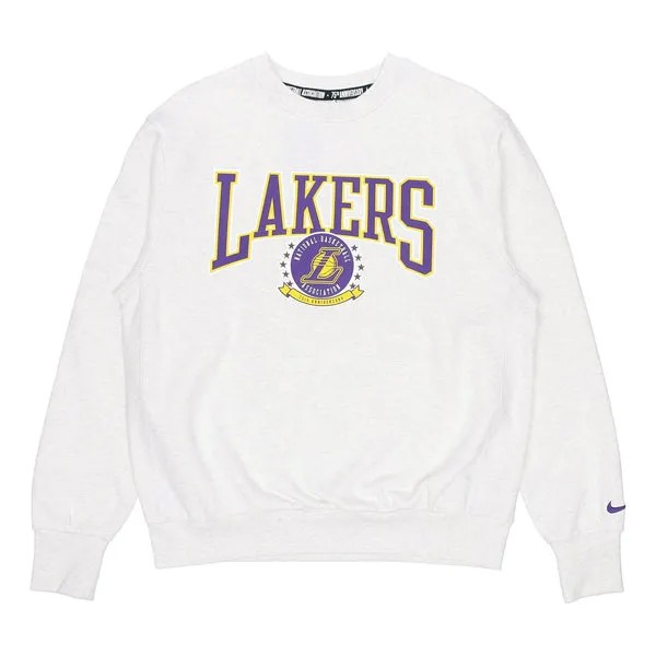 Толстовка Men's Nike NBA Los Angeles Lakers Fleece Lined Stay Warm Pullover Round Neck Sports Gray White, белый