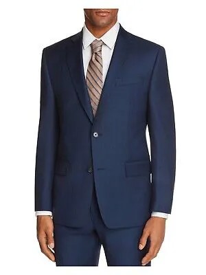 Мужской темно-синий однобортный пиджак из смесовой шерсти MICHAEL KORS классического кроя 40, короткий