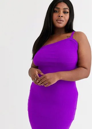 Трикотажное платье мини на одно плечо ASOS DESIGN Curve-Фиолетовый цвет