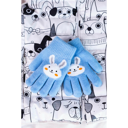 Перчатки, демисезон/зима, шерсть, размер 5, голубой