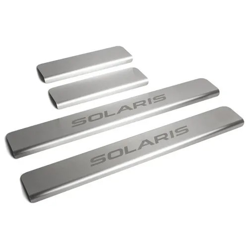 Накладки на внешние пороги для Hyundai Solaris I (2011 – 2016) RIVAL NP.2301.3 (комплект 4 шт.) серебристый