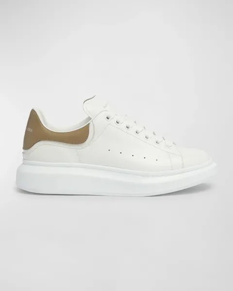 Мужские кожаные низкие кеды Larry Oversized Alexander McQueen, цвет White-Beige