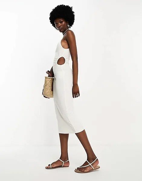 Эксклюзивное белое платье миди с вырезом по бокам и вырезом по бокам JDY Tall