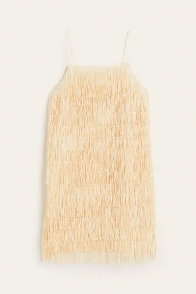 Платье с бахромой из пайеток H&M, бежевый