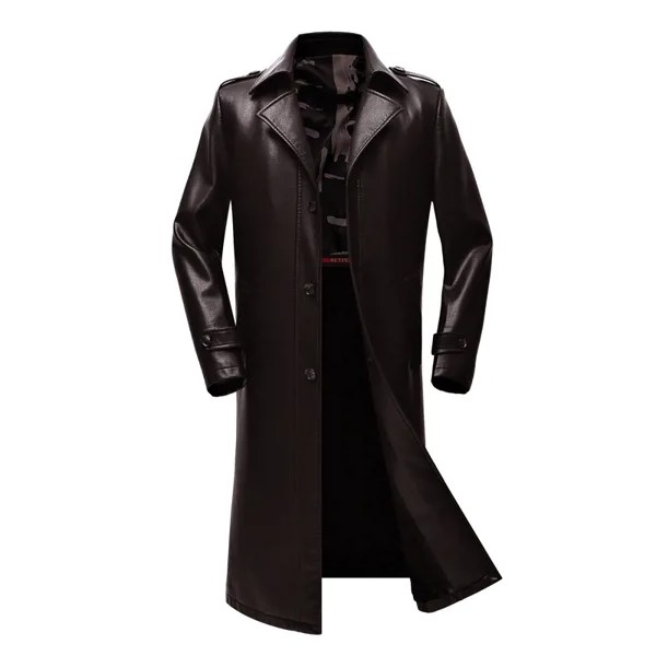 Мужское длинное кожаное пальто из искусственной кожи, бумажник, плащ, M-4XL мужской бумажник