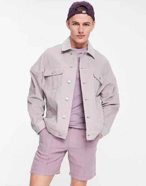 Нежно-сиреневая вельветовая oversized-куртка в стиле вестерн ASOS DESIGN-Фиолетовый цвет