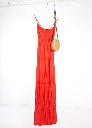 Красное платье макси Bershka-Красный