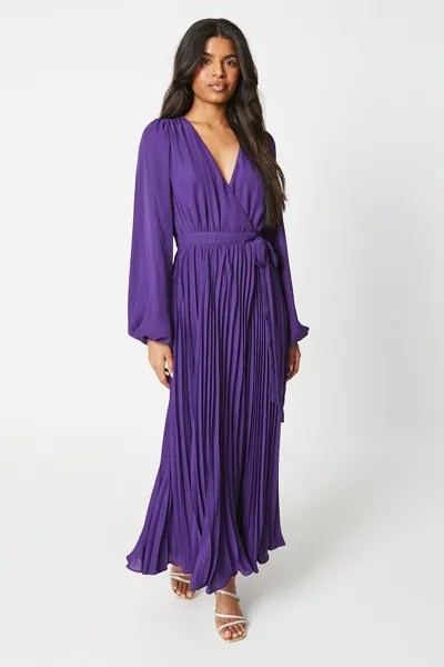 Миниатюрное плиссированное платье мидакси с запахом Wallis, фиолетовый
