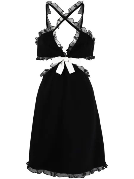 Giambattista Valli платье мини с бантом и оборками из тюля, черный