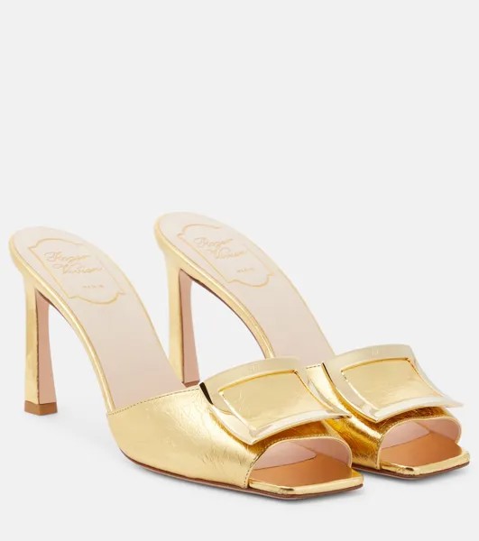 Кожаные мюли Trumpet с эффектом металлик Roger Vivier, золотой