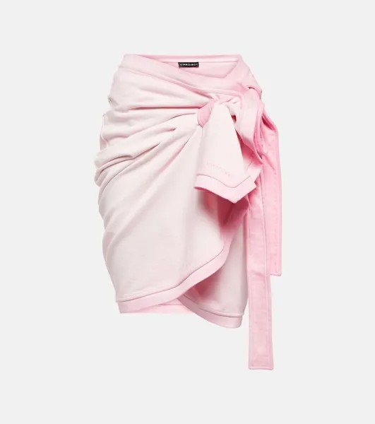 Мини-юбка из хлопковой махры с вышивкой Y/PROJECT, розовый