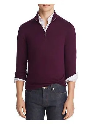 Дизайнерский брендовый мужской фиолетовый свитер с круглым вырезом и молнией на четверть с длинными рукавами XL