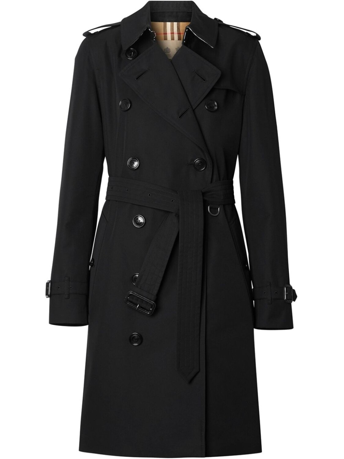 Burberry тренч The Kensington Heritage длины миди, черный