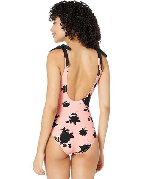 Купальник Kate Spade New York Bicolor Shoulder Bow Tie V-Neck One-Piece, цвет Shell Pink