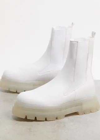 Белые ботинки челси на массивной подошве Bershka-Белый