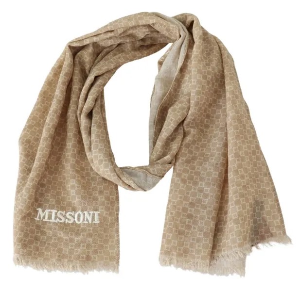 Шарф MISSONI Коричневый шерстяной вязаный шарф с бахромой и логотипом 140см x 40см Рекомендуемая розничная цена 340 долларов США