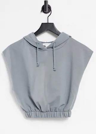 Голубой худи без рукавов Topshop