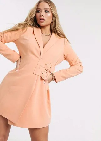 Платье-пиджак персикового цвета с двумя пряжками 4th + Reckless-Оранжевый