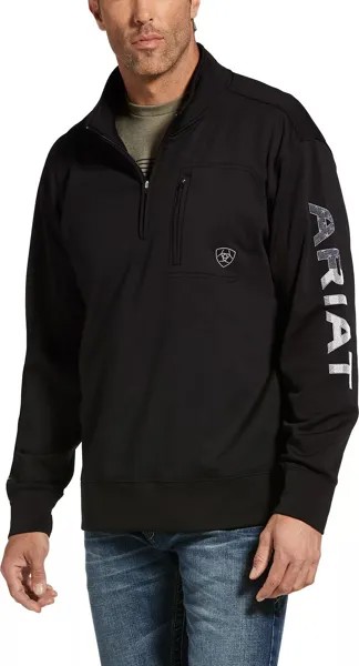 Мужской свитшот на молнии 1/4 с логотипом команды Ariat, черный