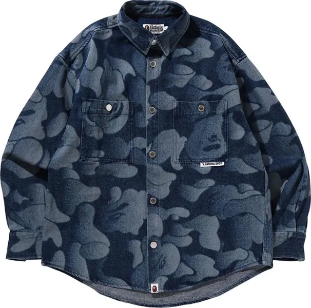 Рубашка BAPE Solid Camo Laser Work Denim 'Indigo', синий