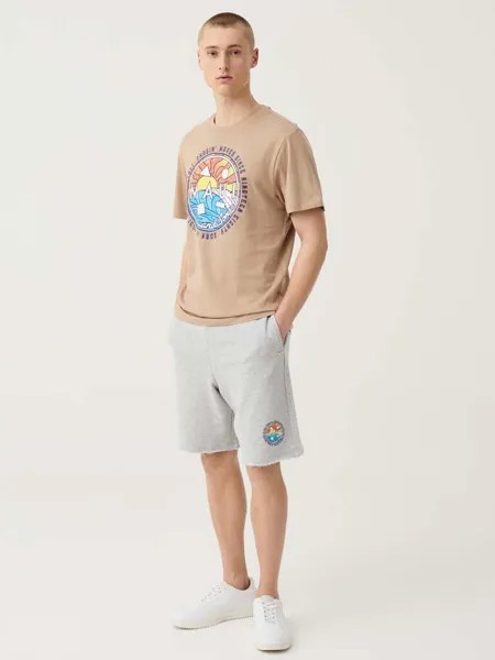 Джоггеры-Бермуды из флиса с принтом Maui, цвет light grey marl