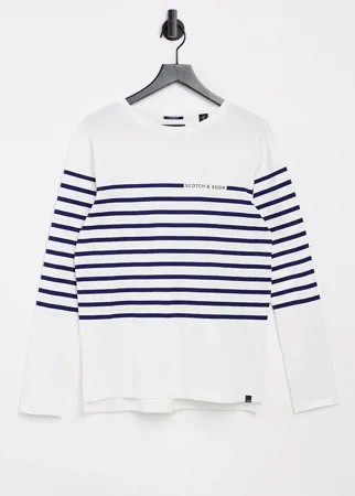Лонгслив в бретонскую полоску Scotch & Soda-Белый