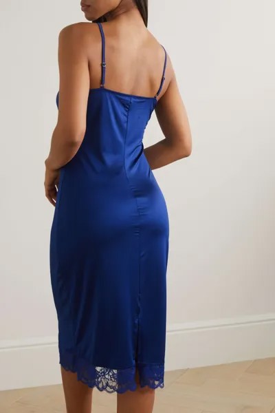 HANRO Mae модальная ночная рубашка TENCEL с кружевной отделкой, синий