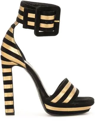 Yves Saint Laurent Pre-Owned полосатые босоножки на платформе