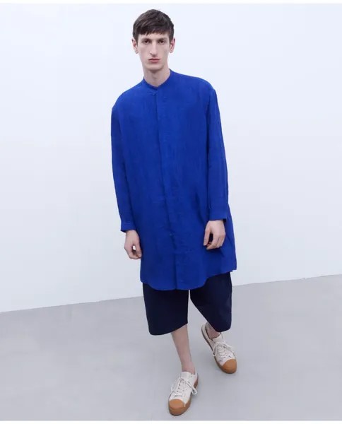 Мужская синяя рубашка-кафтан Adolfo Dominguez, индиго
