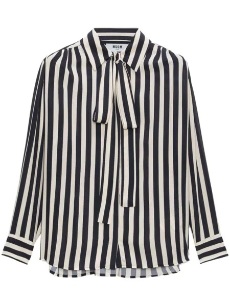 MSGM полосатая рубашка с завязкой на шее, черный