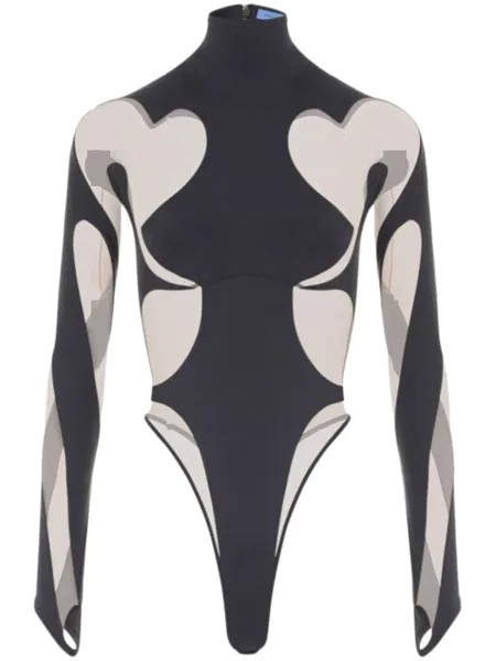 Боди Rodeo с длинными рукавами Mugler, черный