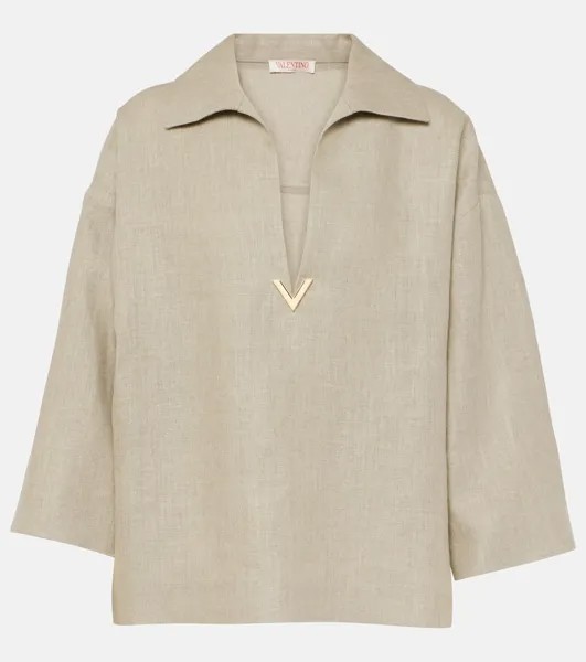 Топ из льняной ткани VGold Valentino, бежевый