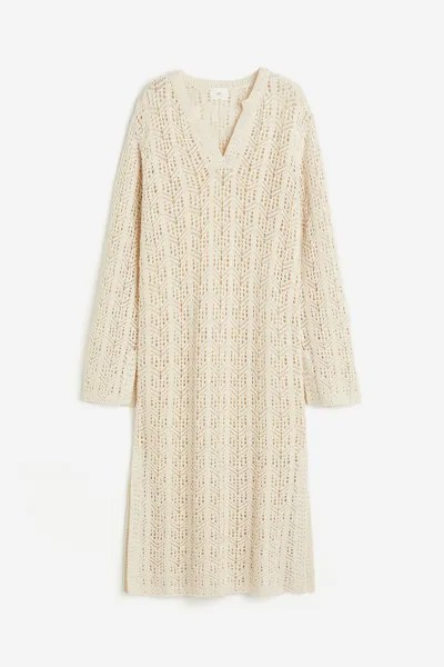 Платье H&M Openwork Knitted, кремовый