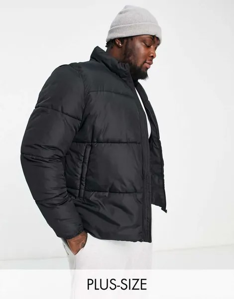 Черная куртка-пуховик с воротником-воронкой French Connection Plus