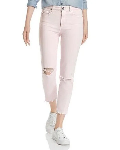 Винтажные розовые укороченные рваные джинсы PAIGE Hoxton с высокой талией и необработанным краем 30 = 10