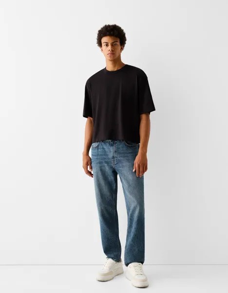 Джинсы прямого кроя Bershka, синий