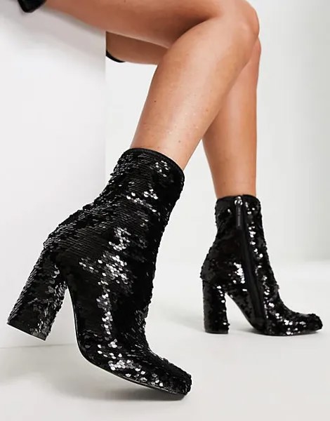 Ботинки на каблуке Steve Madden Fulton-S с черными пайетками