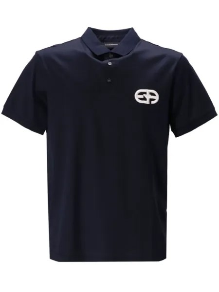 Emporio Armani рубашка поло с нашивкой-логотипом, синий