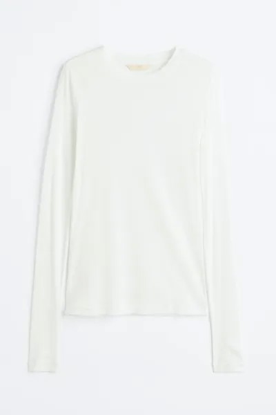 Лонгслив женский H&M 1029736002 белый XL (доставка из-за рубежа)
